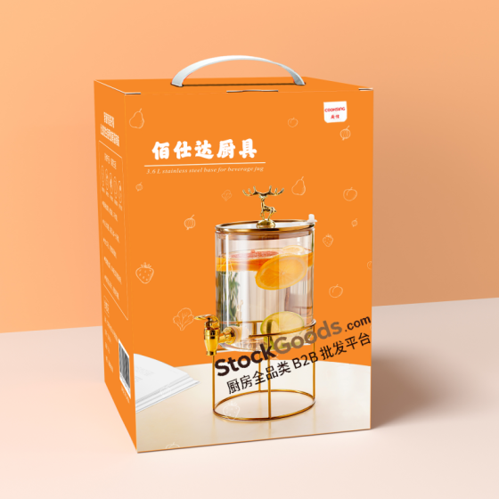 3.6L Plain Glass Drink Dispenser with Glass Lid & Stainless Steel Stand